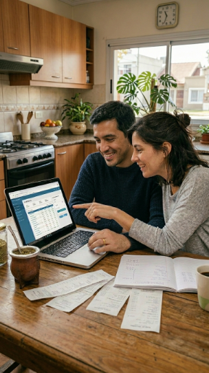 Pareja organizando finanzas